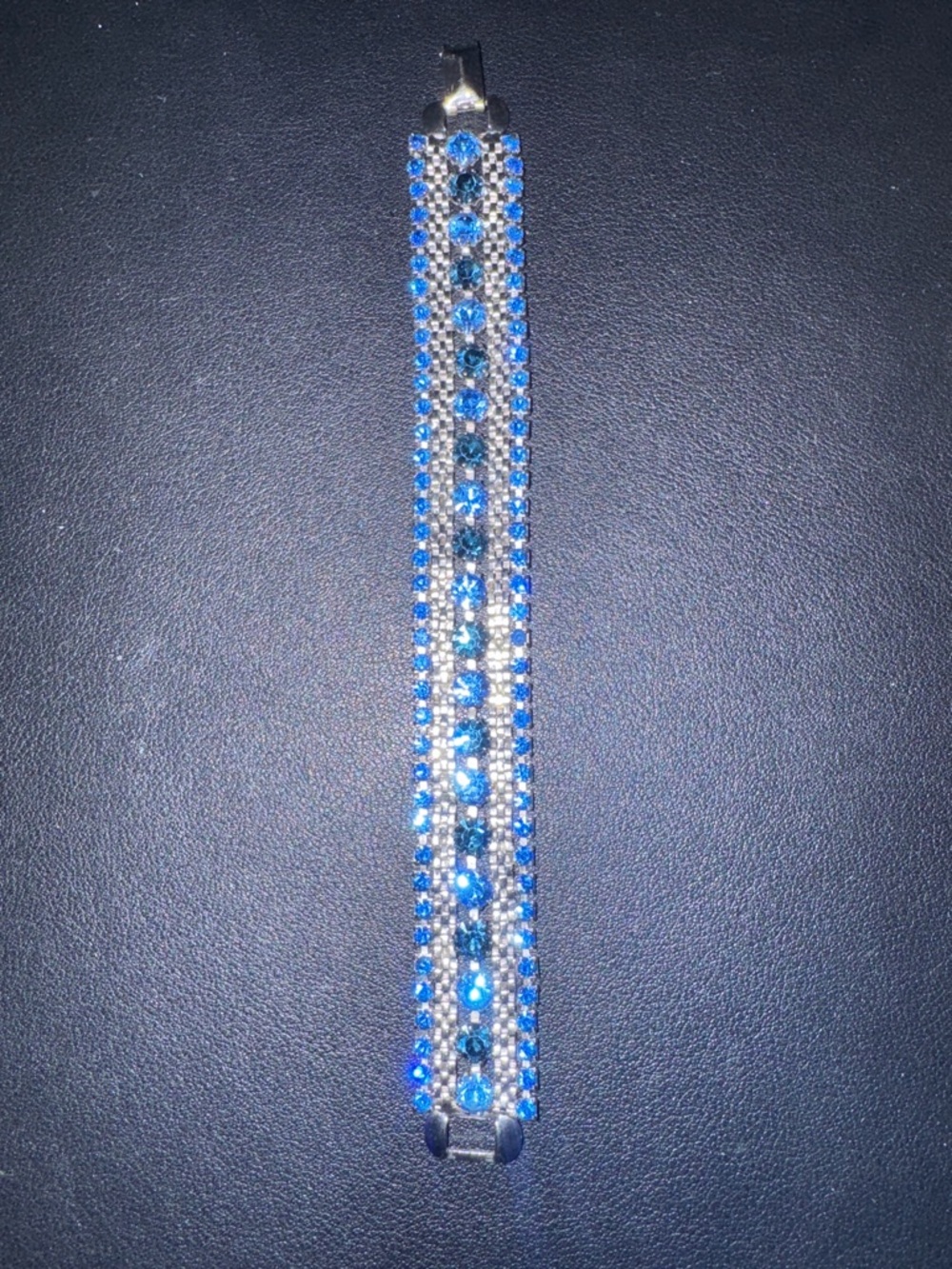 Vintage Weiss Blue Crystal Statement Bracelet - Picture 2 of 4